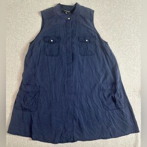 VTG Y2K Sharagano Sleeveless Dress‎ Womens 20W Lyocel Utility Minimalist Pockets